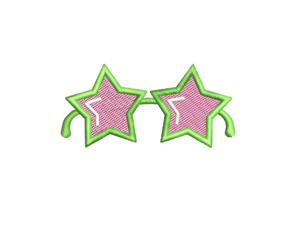 Star Sunglasses Machine Embroidery Design: Mini Incl, 6 Sizes, PES DST JEF Digital Download
