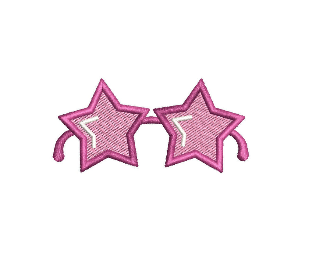 Star Sunglasses Machine Embroidery Design: Mini Incl, 6 Sizes, PES DST JEF Digital Download