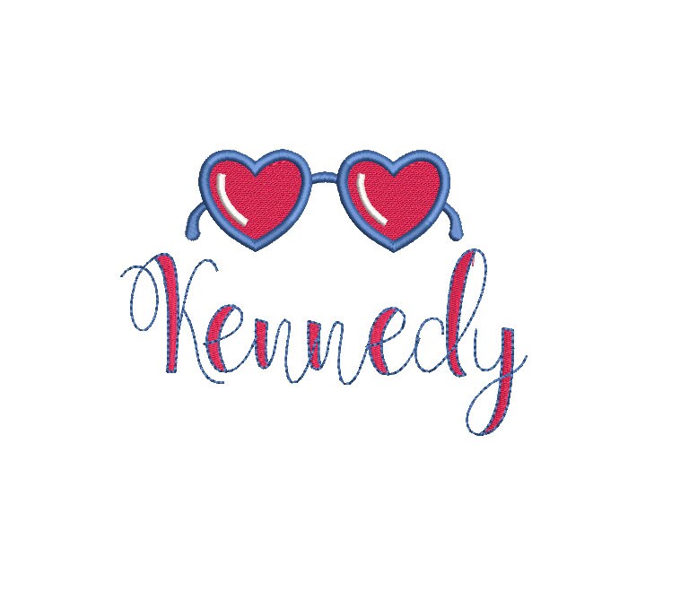 Heart Sunglasses 5 Sizes Machine Embroidery Design PES DST JEF Incl Digital Instant Download