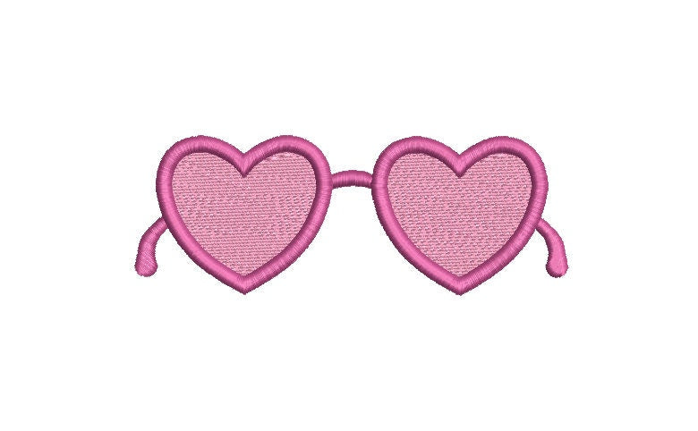 Heart Sunglasses 5 Sizes Machine Embroidery Design PES DST JEF Incl Digital Instant Download