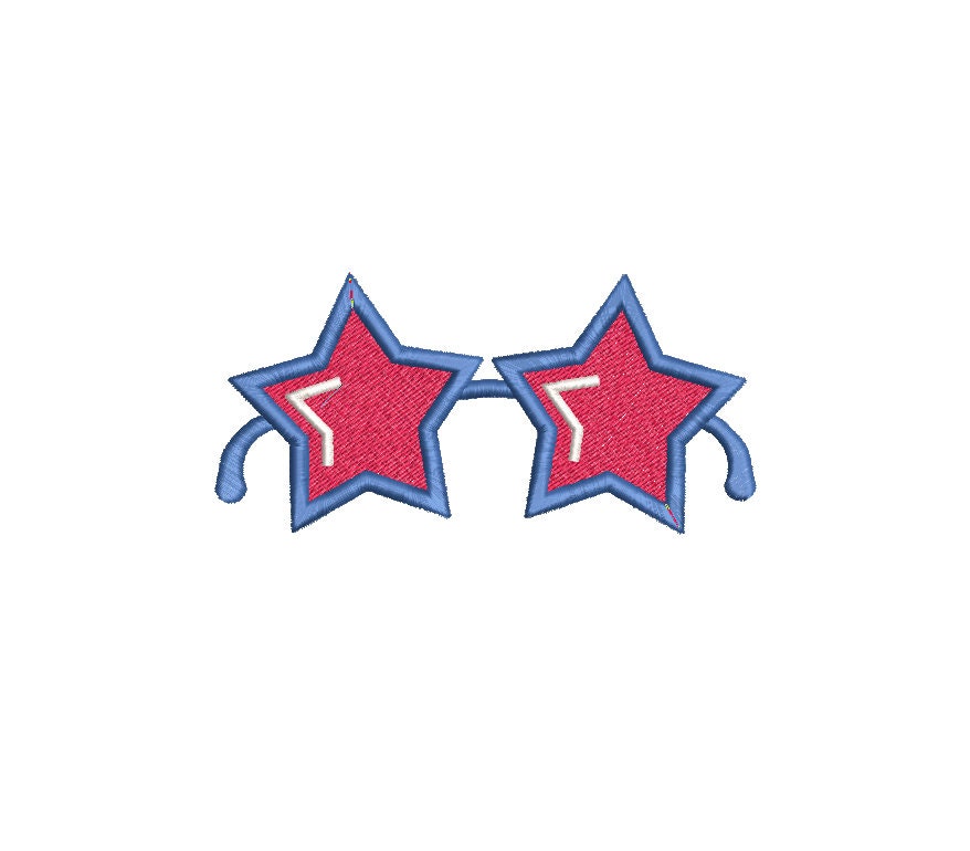 Star Sunglasses Machine Embroidery Design: Mini Incl, 6 Sizes, PES DST JEF Digital Download