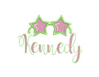 Star Sunglasses Machine Embroidery Design: Mini Incl, 6 Sizes, PES DST JEF Digital Download