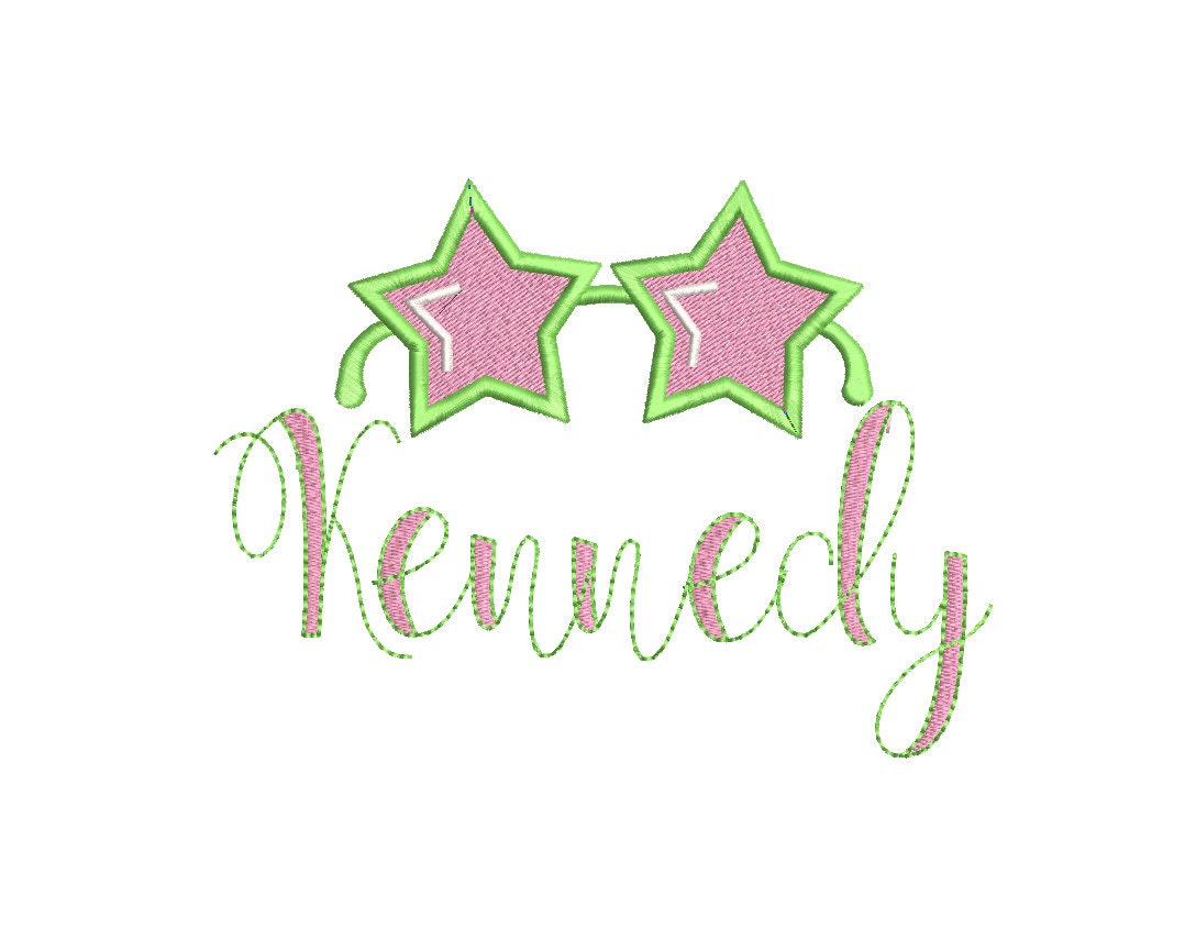 Star Sunglasses Machine Embroidery Design: Mini Incl, 6 Sizes, PES DST JEF Digital Download