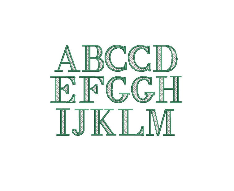 Lattice Fill Serif Regal Font All Caps TwoColor Machine Embroidery Design 6 Sizes BX PES DST+++ Incl Digital Instant Download