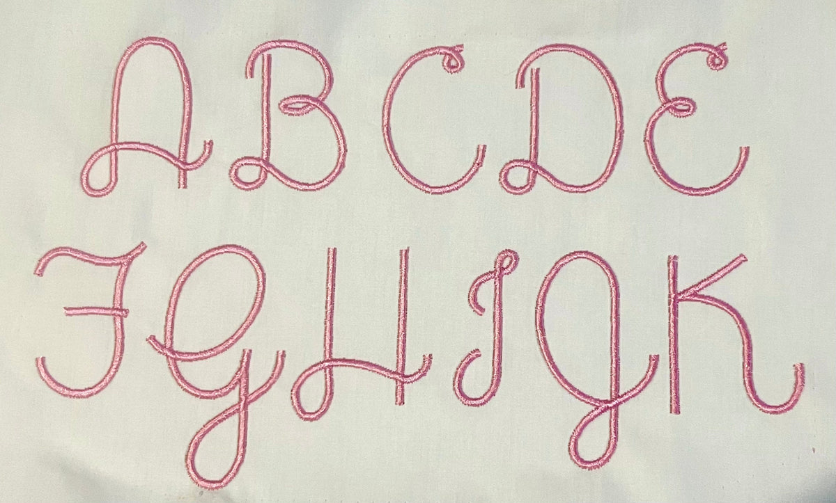 Satin Script Cursive Font Machine Embroidery Design 3 Sizes BX PES DST+++ Incl Digital Instant Download