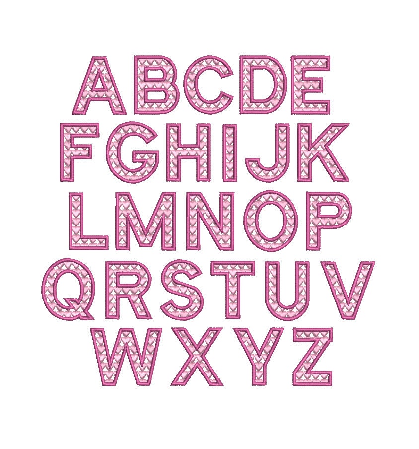 Heart Fill Block Font All Caps, Machine Embroidery Design, 6 Sizes PES DST JEF Incl Digital Instant Download