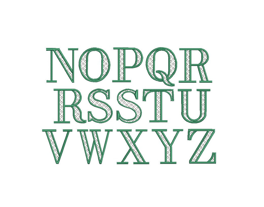 Lattice Fill Serif Regal Font All Caps TwoColor Machine Embroidery Design 6 Sizes BX PES DST+++ Incl Digital Instant Download