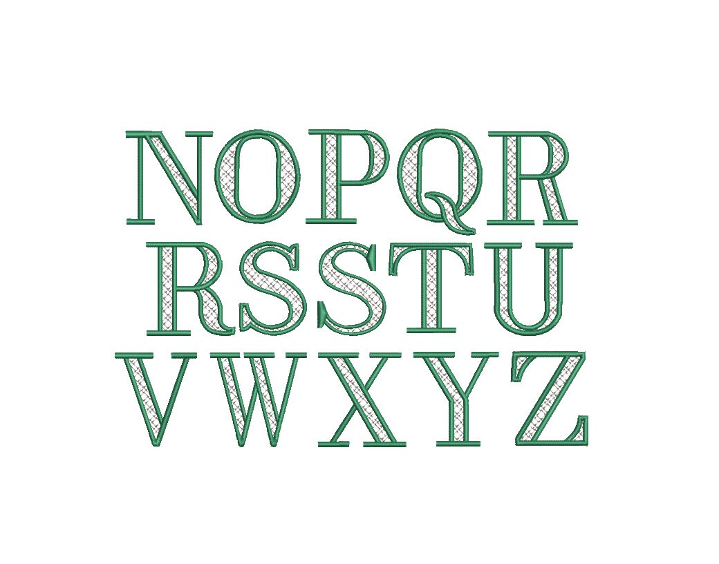 Lattice Fill Serif Regal Font All Caps TwoColor Machine Embroidery Design 6 Sizes BX PES DST+++ Incl Digital Instant Download