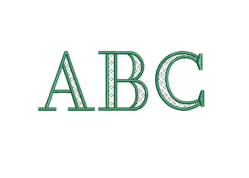 Lattice Fill Serif Regal Font All Caps TwoColor Machine Embroidery Design 6 Sizes BX PES DST+++ Incl Digital Instant Download