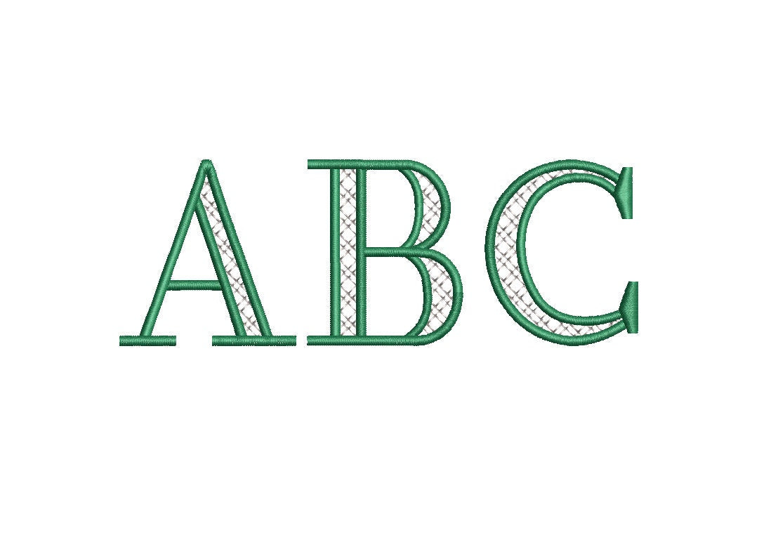 Lattice Fill Serif Regal Font All Caps TwoColor Machine Embroidery Design 6 Sizes BX PES DST+++ Incl Digital Instant Download