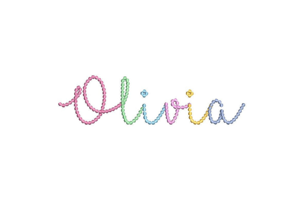 Pearl Beaded Script Font All Caps Machine Embroidery Design 5 Sizes BX PES DST++ Incl Digital Instant Download