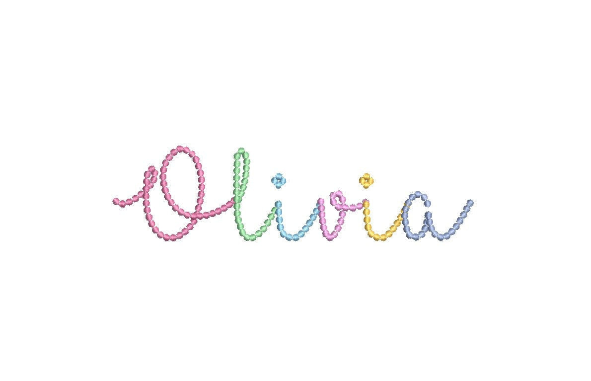 Pearl Beaded Script Font All Caps Machine Embroidery Design 5 Sizes BX PES DST++ Incl Digital Instant Download