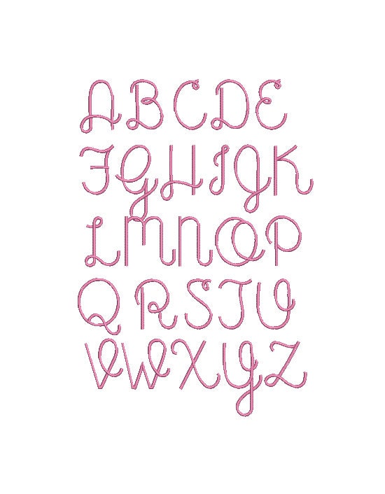 Satin Script Cursive Font Machine Embroidery Design 3 Sizes BX PES DST+++ Incl Digital Instant Download