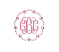 Scalloped Pearl & Dots Monogram Frame 3 Sizes Classic Preppy Machine Embroidery Design Instant Download