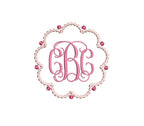 Scalloped Pearl & Dots Monogram Frame 3 Sizes Classic Preppy Machine Embroidery Design Instant Download