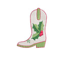 Cowboy Cowgirl Boot Christmas Holly Berries Fill Stitch, Machine Embroidery Design, 6 Sizes, PES DST JEF++ Incl Digital Instant Download