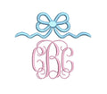Monogram Bow Frame Embroidery Design: Satin Stitch, 5 Sizes, PES DST JEF+++ (Digital Instant Download)