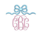 Monogram Bow Frame Embroidery Design: Satin Stitch, 5 Sizes, PES DST JEF+++ (Digital Instant Download)