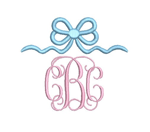 Monogram Bow Frame Embroidery Design: Satin Stitch, 5 Sizes, PES DST JEF+++ (Digital Instant Download)
