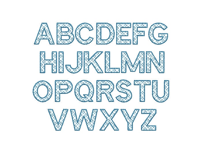 Block Font Cross Lattice Open File Bean Stitch Outline Machine Embroidery Design 7 Sizes BX PES DST+++ Incl Digital Instant Download
