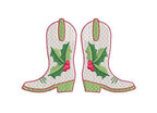 Cowboy Cowgirl Boot Christmas Holly Berries Fill Stitch, Machine Embroidery Design, 6 Sizes, PES DST JEF++ Incl Digital Instant Download
