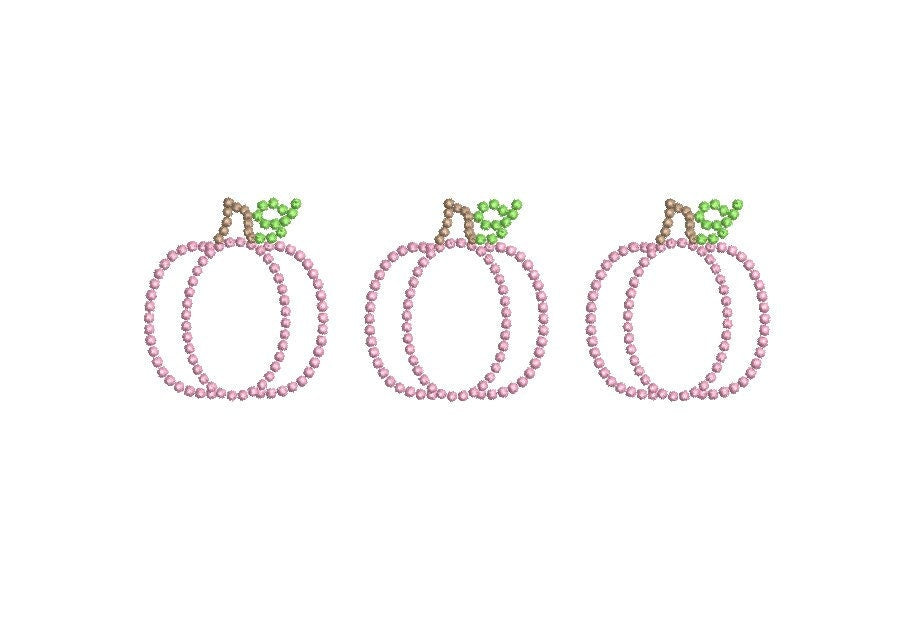 Pumpkin Pearl Knot Beaded Trio Sketch Filled & Outline Options Machine Embroidery Designs 4 Sizes PES DST JEF++ Digital Instant Download