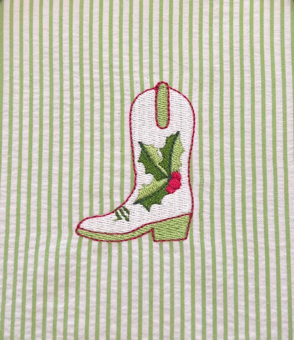 Cowboy Cowgirl Boot Christmas Holly Berries Fill Stitch, Machine Embroidery Design, 6 Sizes, PES DST JEF++ Incl Digital Instant Download
