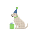 Birthday Party Dog & Hat with Present , Machine Embroidery Design, 5 Sizes, PES DST JEF Incl Digital Instant Download
