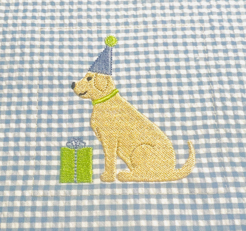 Birthday Party Dog & Hat with Present , Machine Embroidery Design, 5 Sizes, PES DST JEF Incl Digital Instant Download