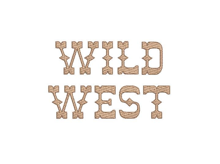 Wild West Western Font Rope Fill Two Color Outlined All Caps Machine Embroidery Design 5 Sizes BX PES DST+++ Incl Digital Instant Download