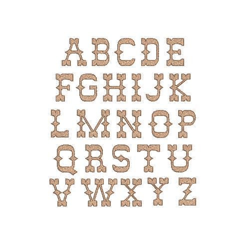 Wild West Western Font Rope Fill Two Color Outlined All Caps Machine Embroidery Design 5 Sizes BX PES DST+++ Incl Digital Instant Download