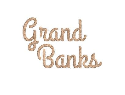 Western Nautical Font Rope Fill Motif, Grand Banks, Machine Embroidery Design 3 Sizes BX PES DST+++ Incl Digital Instant Download