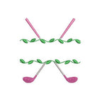 Golf Clubs Monogram Split Ivy Frame Preppy Design for Machine Embroidery, 5 Sizes PES DST JEF++ Incl Digital Instant Download