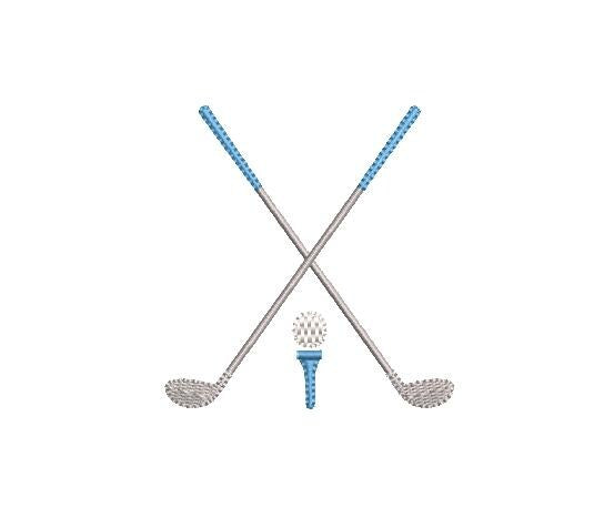 Golf Clubs Tee & Ball Monogram Motif Preppy Design for Machine Embroidery, 5 Sizes PES DST JEF++ Incl Digital Instant Download