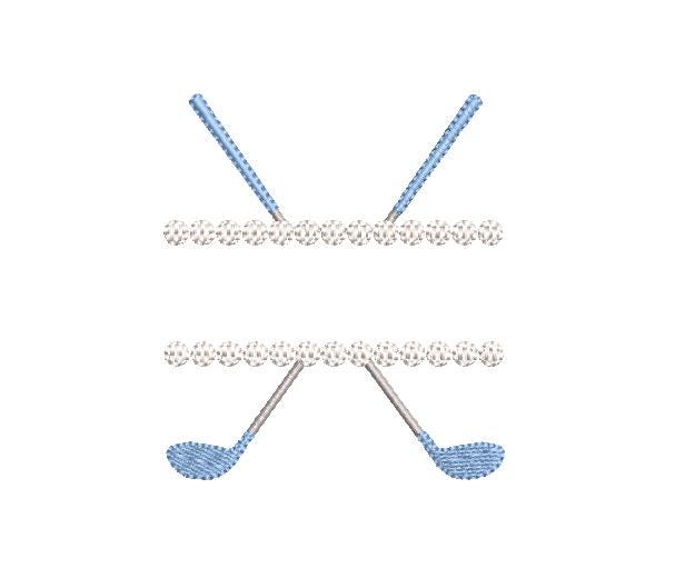 Golf Clubs & Balls Split Monogram or Name Frame for Machine Embroidery, 5 Sizes PES DST JEF++ Incl Digital Instant Download