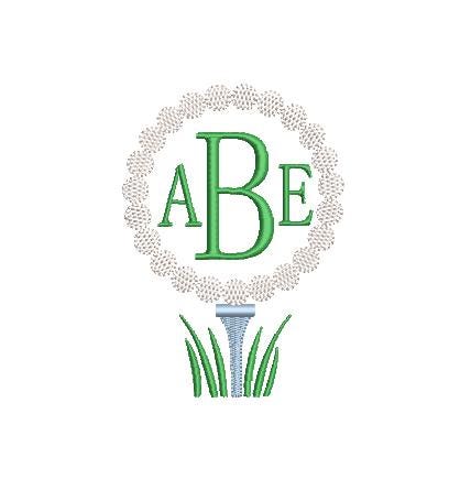 Golf Balls & Tee Circle Monogram Frame Preppy Design for Machine Embroidery, 5 Sizes PES DST JEF++ Incl Digital Instant Download