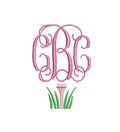 Golf Tee  & Grass Monogram Frame, Preppy Design for Machine Embroidery, 5 Sizes PES DST JEF++ Incl Digital Instant Download