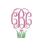 Golf Tee  & Grass Monogram Frame, Preppy Design for Machine Embroidery, 5 Sizes PES DST JEF++ Incl Digital Instant Download