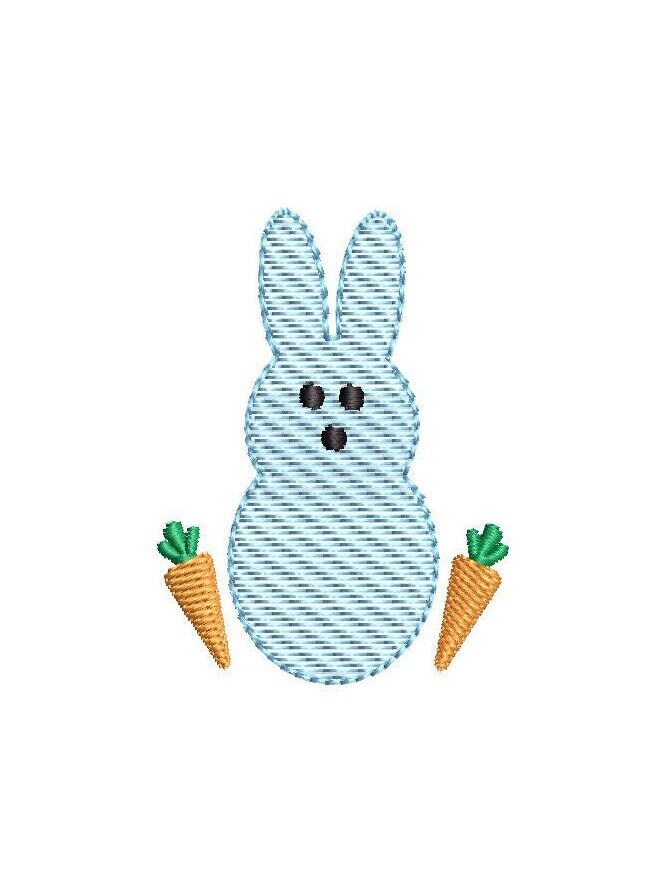 Easter Bunny Sketch Style with Mini-Carrots 5 Sizes Machine Embroidery Design PES DST JEF Incl Digital Instant Download