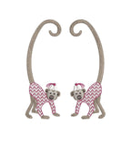 Chinoiserie Chic Double Long Tail Monkey Monogram Frame, Machine Embroidery Design, 5 Sizes, PES DST JEF Incl Digital Instant Download