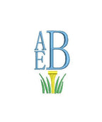 Golf Tee  & Grass Monogram Frame, Preppy Design for Machine Embroidery, 5 Sizes PES DST JEF++ Incl Digital Instant Download