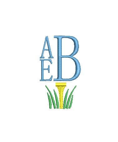 Golf Tee  & Grass Monogram Frame, Preppy Design for Machine Embroidery, 5 Sizes PES DST JEF++ Incl Digital Instant Download