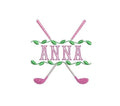 Golf Clubs Monogram Split Ivy Frame Preppy Design for Machine Embroidery, 5 Sizes PES DST JEF++ Incl Digital Instant Download