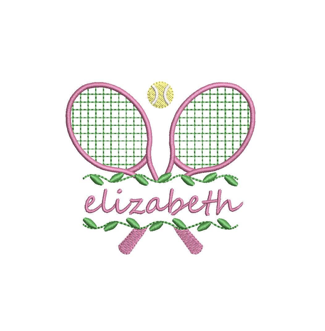 Tennis Racket Ivy Split Frame Embroidery Design (Digital Download PES DST JEF+++)