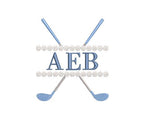 Golf Clubs & Balls Split Monogram or Name Frame for Machine Embroidery, 5 Sizes PES DST JEF++ Incl Digital Instant Download