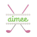 Golf Clubs & Balls Split Monogram or Name Frame for Machine Embroidery, 5 Sizes PES DST JEF++ Incl Digital Instant Download
