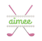 Golf Clubs & Balls Split Monogram or Name Frame for Machine Embroidery, 5 Sizes PES DST JEF++ Incl Digital Instant Download