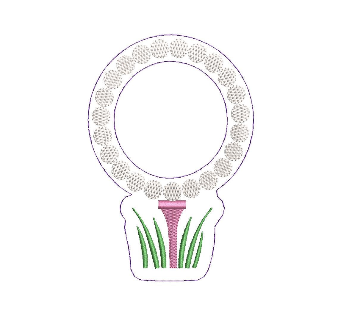 Golf Balls & Tee Circle Monogram Frame Preppy Design for Machine Embroidery, 5 Sizes PES DST JEF++ Incl Digital Instant Download