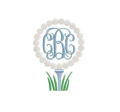 Golf Balls & Tee Circle Monogram Frame Preppy Design for Machine Embroidery, 5 Sizes PES DST JEF++ Incl Digital Instant Download