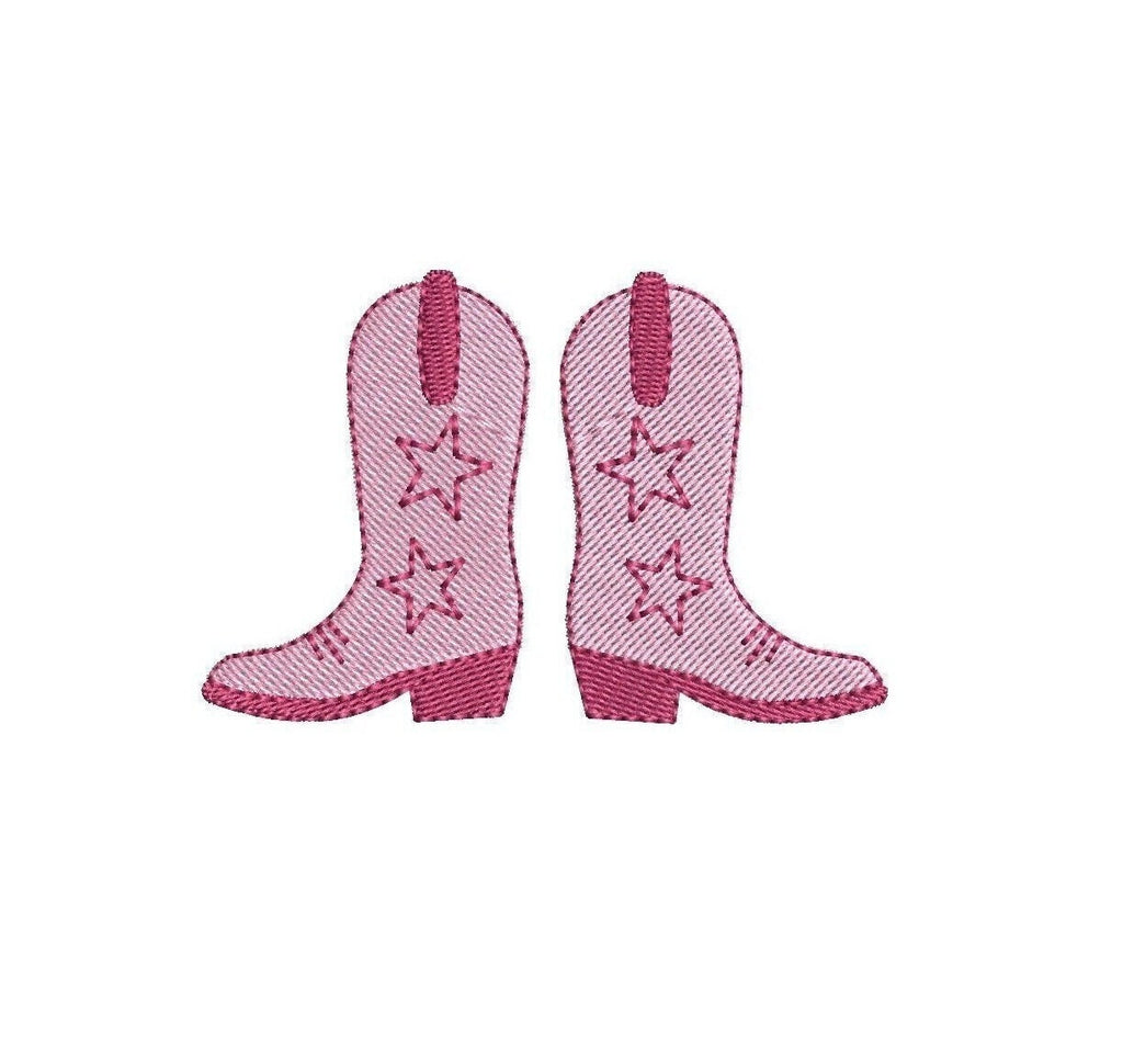 Cowgirl Cowboy Boot Fill Stitch Two Star, Machine Embroidery Design, 4 Sizes, PES DST JEF Incl Digital Instant Download